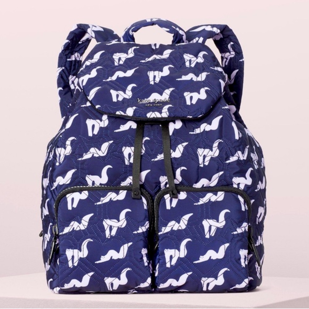 Kate Spade New York : JAYNE LARGE BACKPACK - Purple and White Cat Print